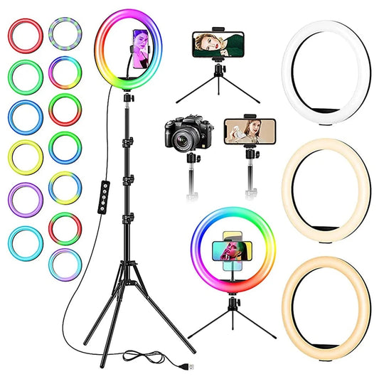 LED 2-Pack Video Light Kit, Remote Control Dimmable USB LED Continuous Light Photography Light with Tripods, 9 Color Filters and 10 Brightness Level for Video Recording, Game Streaming, Youtube